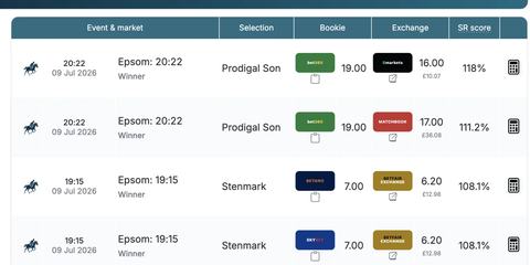 AiProfit OddsMatcher listing back and lay odds matches across bookmakers and exchanges