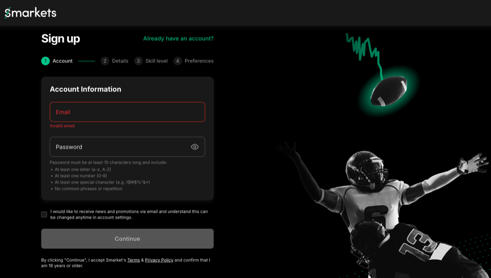 Smarkets exchange screenshot